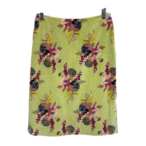 Boden Women's Sage Green Velvet Floral Pencil Midi Skirt Satin Lining Size 10